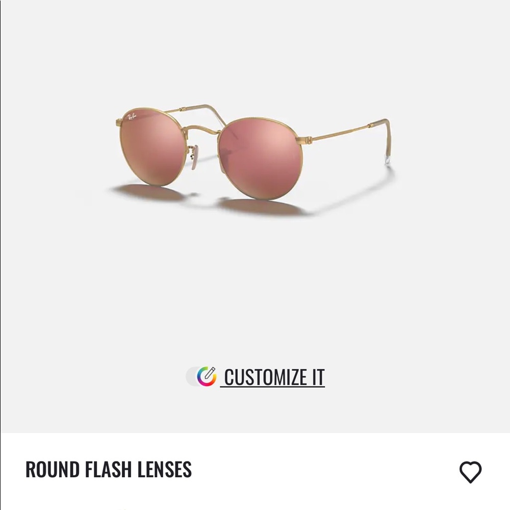 Ray Ban Round Flash Lense, Pink and Gold